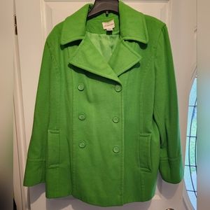 Women's Lime Green Pea Coat